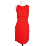 J.Crew  Textured Tweed Fringe Sleeveless Sheath Above the Knee Dress Red 8 Photo 1