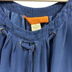 Cynthia Steffe Silk Luxury Blue Short Puff Sleeve Blouse Laced Tie Neck size XS Photo 2