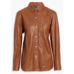 Rag and Bone  Jack Leather Button‎ Down Shirt Blouse Shacket Cognac Sz S NWT $795 Photo 3