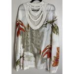 Chico's  Womens One Size Tropical Floral Kimono Top Lace Back Silk Blend Beach Photo 1