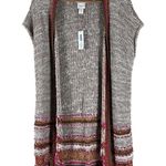 Chico's NWT Knit Cardigan Womens S Tan Pink Striped Open Neutral Boho Artisan Photo 1