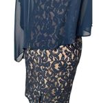 Adrianna Papell Dress Womens 4 Chiffon Drape Lace Overlay Evening Cocktail Blue Photo 7