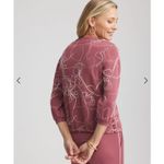 Chico's  Zenergy double knit embroidered Pullover Sweatshirt V Neck dusty rose Photo 1