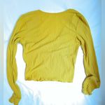Heart & Hips  yellow Ribbed long sleeve v neck tee shirt,‎ size Small Photo 2