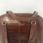Liz Claiborne Vintage Brown Crocodile Print Leather Handbag No shoulder strap Photo 1