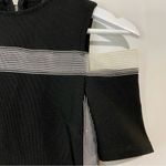 Topshop Women’s Short Sleeve Open Shoulder Mesh Little Black Dress Size 4 FLAW Photo 2