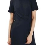 Topshop Drape Front Wrap Skirt Short Sleeve Dress Navy Blue Petite Size 0 Photo 0
