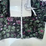 ZARA NWT  - crop top floral black purple green 100% cotton Sz L Photo 4