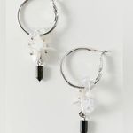 Urban Outfitters  Mazzy Stone Charm Delicate Hoop Earrings NWT Photo 0