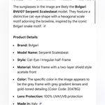 BVLGARI  BV6093 Serpentine Scalesbeat Cat Eye Sunglasses Photo 1