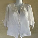 Felicite Apparel felicite Tie Top Gauze Loose Fitting Blouse White 1/2 Sleeve Size 1 - XS Photo 0