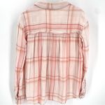 Free People Pink Muslin Plaid Print Long Sleeve Button Up Oversized Tunic Top Photo 4