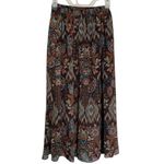 Shyanne  Brown South Western Floral Bohemian Printed Ruffle Midi Skirt Size XS Photo 1