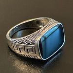 Natural black obsidian S925 silver ring size 8.75 Photo 0