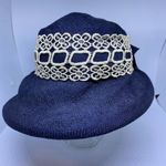 Vintage Union Made Blue & White Floral Lace Hat Photo 2