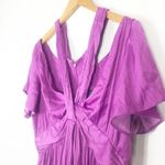Anthropologie NWT  Deep V-Neck Vibrant Mini Dress Size 14 Purple Satin Flowy Photo 6