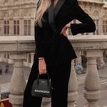 ZARA NWOT black velvet velour blazer with satin collar double breasted buttons Photo 3