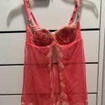 Victoria's Secret Vintage Victoria’s Secret Coral Pink & Peach Sequined Lace Babydoll Size 34B Photo 0