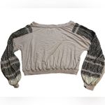 We The Free Free People Lilac Embroidered Sleeves Oversized Off-Sholder Crop Sweater Sz XS Photo 3