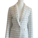 Katherine Barclay Katherine Barclay White Navy Blue Strips Blazer Sz M One Button Jacket Nautical Photo 0