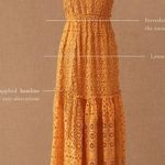 BHLDN x Free People Robinne Crochet Lace Maxi Dress Boho Yellow Orange Size M Photo 2