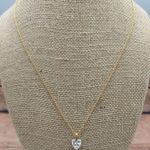 Gold Tone Chain Dainty Chrystal CZ Heart Pendant Minimalist Gift 18.5 Inches Photo 6