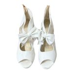 White Mesh Open Toe Bow High Heels Wedding Bridal Homecoming size 40 (US 9) Photo 3