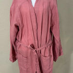 Threads By Bed Threads Robe OS Mauve Pink 100 Linen Belted Kimono Pockets Comfy Size undefined Photo 0