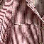 Vintage 70s Red Striped Button Down Shirt Dolman Sleeve Boxy Fit Blouse Size M Photo 4