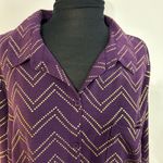 Elegant Purple Chevron Women's Button Down Shirt Size XL Photo 1