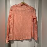 Natural Reflections  Size M Cotton Coral White Striped Textured Button Down Shirt Photo 6