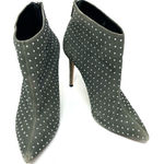 Raye  Size 7.5 Boots Gray Rhinestone‎ Studded 4" Heel Back Zip Bootie Pointed Toe Photo 0