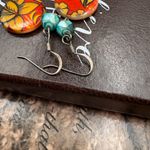 Handmade Vintage Fall Leaf Earrings – Boho Art Deco Folk Style Red Photo 3