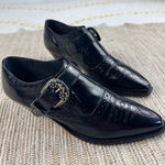 MIA vintage Womens Black Leather Monk Strap Brogue Wingtip Buckle Shoes Size 8B Photo 0