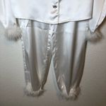 Lulus  Dreamiest Delight White Satin Feather Two-Piece Pajama Set Size S Photo 6
