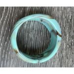 Vintage Wood & Groovy Acrylic Bangle Bracelets Wavy Stacking Thick Chunky Sz 8” Blue Photo 5