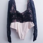 Anthropologie Lace Hart Thong Bodysuit Long Sleeve Photo 4