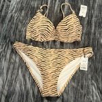 Zebra Print Bikini Set Top 34C Bottoms L by shade shore Black Size undefined Photo 0