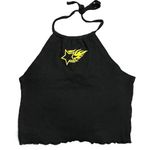 Dolls Kill Black Halter Top Cropped Black Halter Y2K Star Halter Neck Photo 0