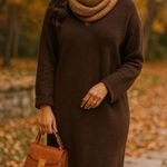Frankie Shop Brown Wool Cashmere Midi Sweater Dress M/L Knit Cozy Fall Lagenlook Size M Photo 0