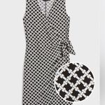 Banana Republic Factory Black and White Print Ruched Wrap Dress Size S Photo 0