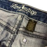 Love Indigo Medium Wash Mid Rise Bootcut Jeans w/ Rhinestone Stud Pockets SZ 16 Photo 5