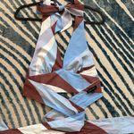 Cotton Candy LA Blue & Brown Halter Tie Top Photo 1