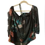 NWT NY&COMPANY FLORAL OFF SHOULDER BLOUSE Black Photo 0