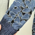 Anna Sui Floral Lace Denim Jacket Women’s Size Small Zip Front Collared Photo 8