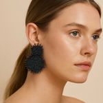 Nordstrom Luxury Black Beaded Elegant Statement Earrings Modern Design Southern Bell Photo 4
