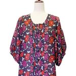 Tracy Reese Drop Waist Mini Dress Size Medium Rose Floral Silk Wool Blend Tunic Photo 4