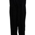 Loft Black XS Jumpsuit V Neck Oversized Sleeveless Ruched Shoulders Minimalist Photo 0