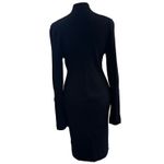 Maria McManus Cutout High Neck Large Black Ribbed Dress Long Sleeve Cocktail Photo 5