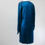 Versona Teal Blue Silky Chic Long-Sleeve Party Formal Midi Dress Small Photo 4